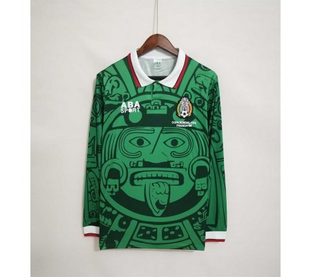 Mexico 1998 World Cup Home Green Long Sleeve Soccer Jersey